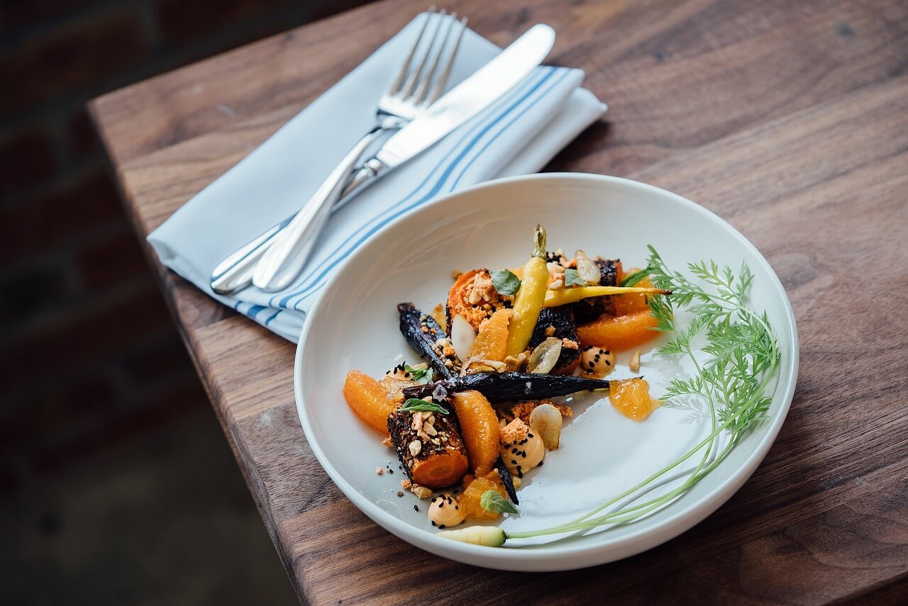 Plated food with silverware
